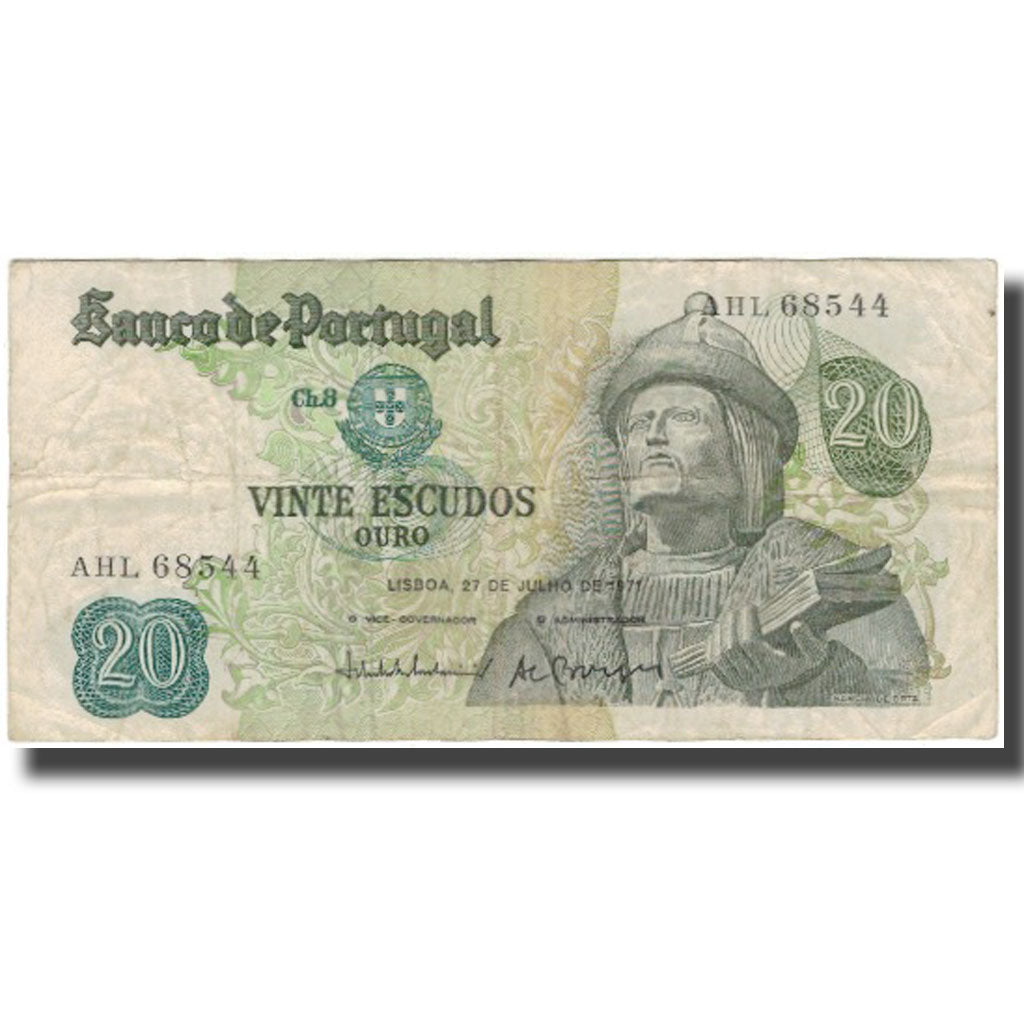 Biljet, Portugal, 20 Escudos, 1971, 1971-07-27, KM:173, TB+