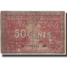 Biljet, FRANS INDO-CHINA, 50 Cents, Undated (1939), KM:87d, B+
