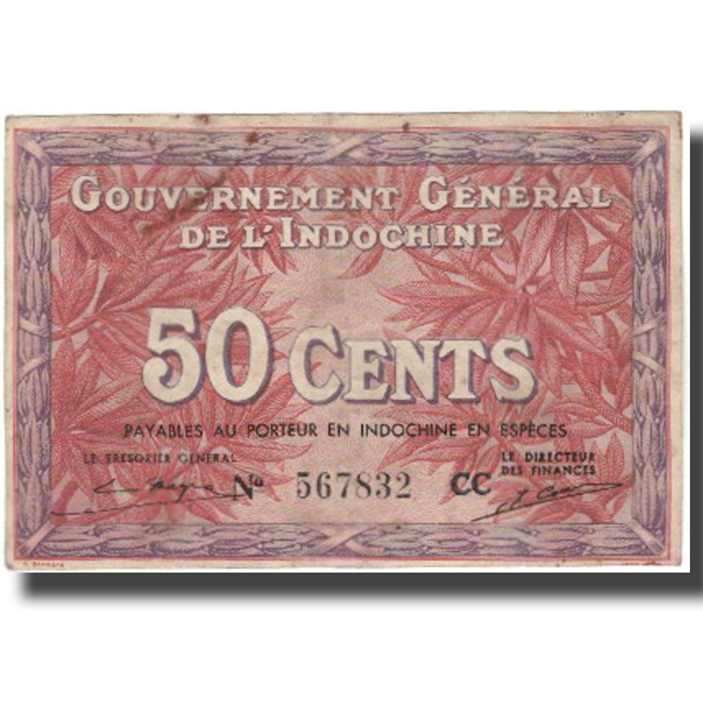 Nota, INDOCHINA FRANCESA, 50 Cents, Undated (1939), KM:87d, EF(40-45)