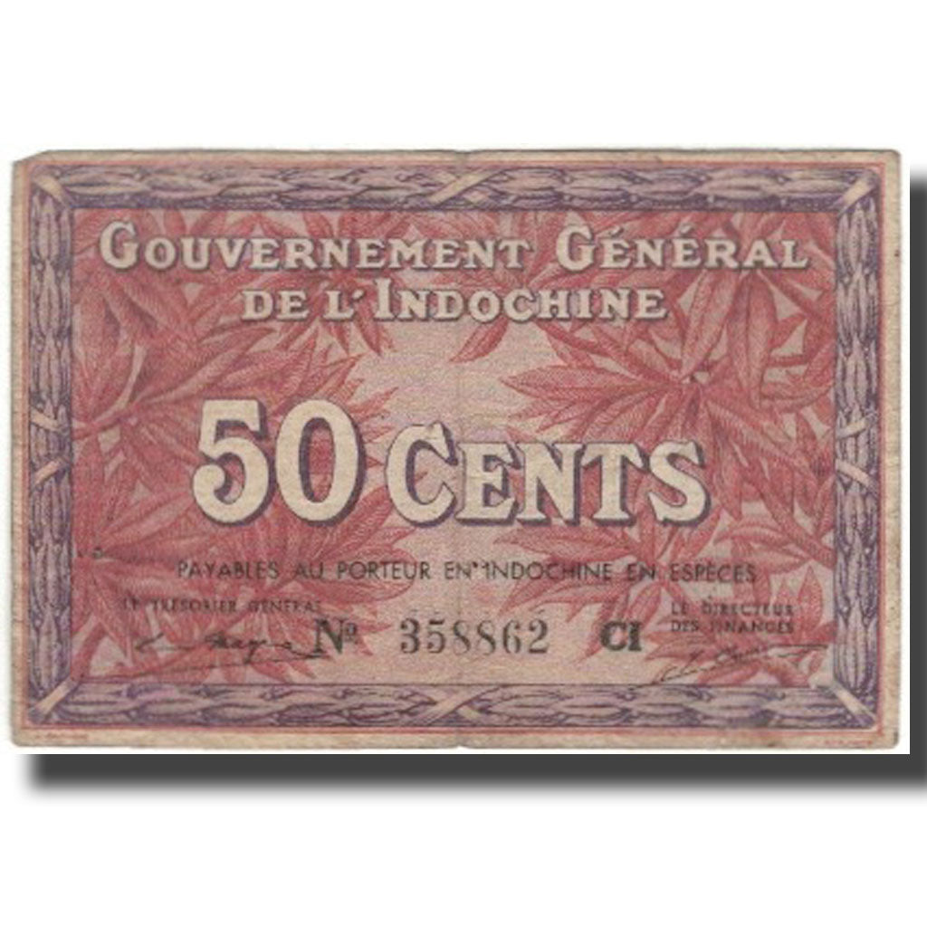 Banknote, FRENCH INDO-CHINA, 50 Cents, Undated (1939), KM:87d, VF(20-25)
