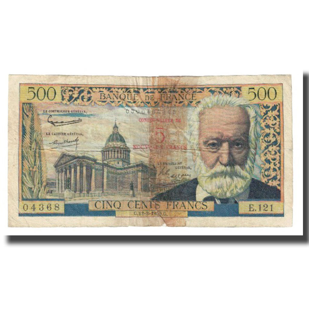Francja, 5 Nouveaux Francs on 500 Francs, Victor Hugo, 1959, 1959-02-12