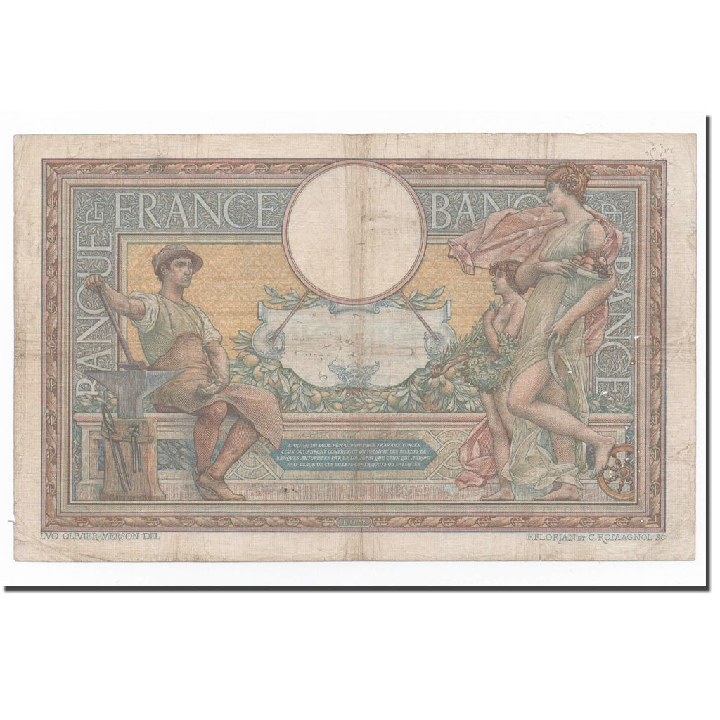 France, 100 Francs, Luc Olivier Merson, 1908, 21-05-1908, TB, Fayette:22.1