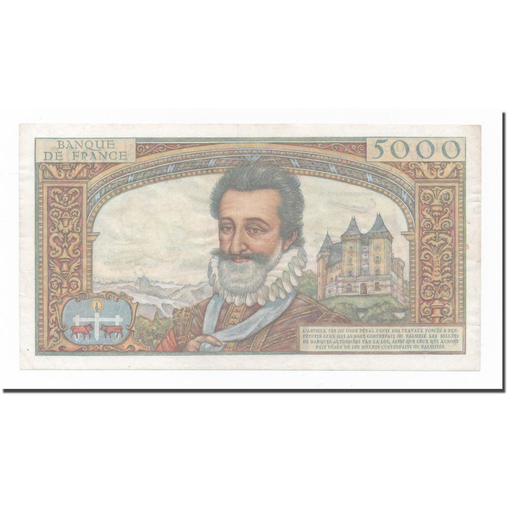 Frankreich, 5000 Francs, Henri IV, 1958, 1958-03-06, SS+, Fayette:49.6, KM:135a