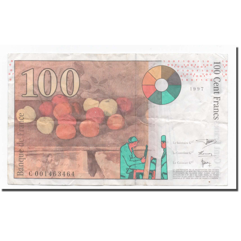 Francia, 100 Francs, Cézanne, 1997, Undated (1997), MB+, Fayette:F74.01