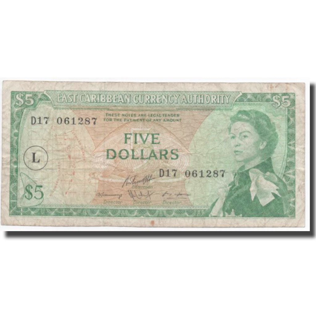 Banknote, East Caribbean States, 5 Dollars, Undated (1965), Undated (1965)