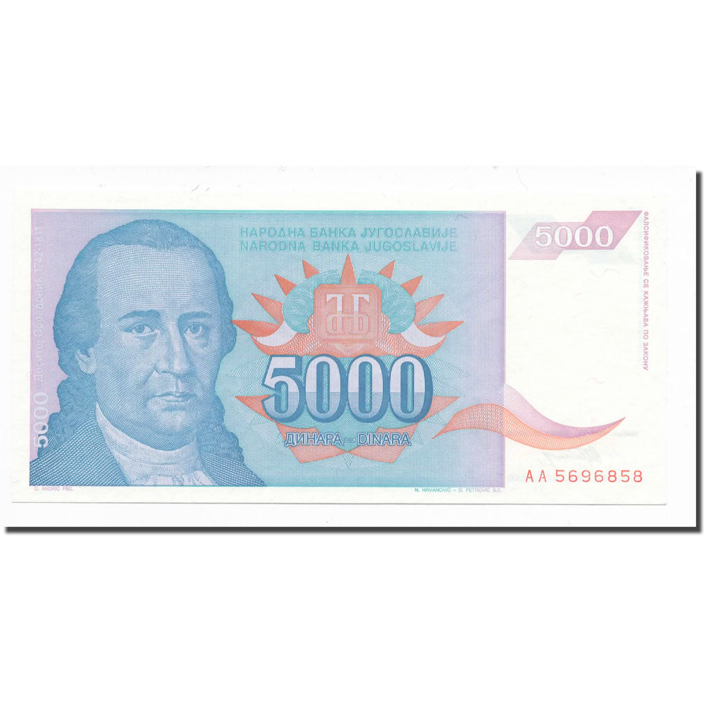 Banconote, Iugoslavia, 5000 Dinara, KM:141a, FDS