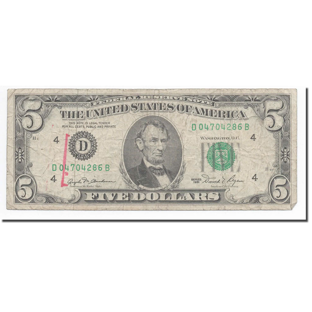 Banknote, United States, Five Dollars, 1981, 1981, KM:3515, VF(20-25)