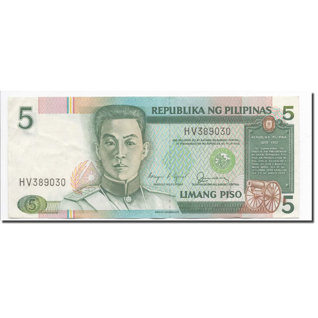 Banknote, Philippines, 5 Piso, Undated (1985-1994), KM:168b, AU(55-58)