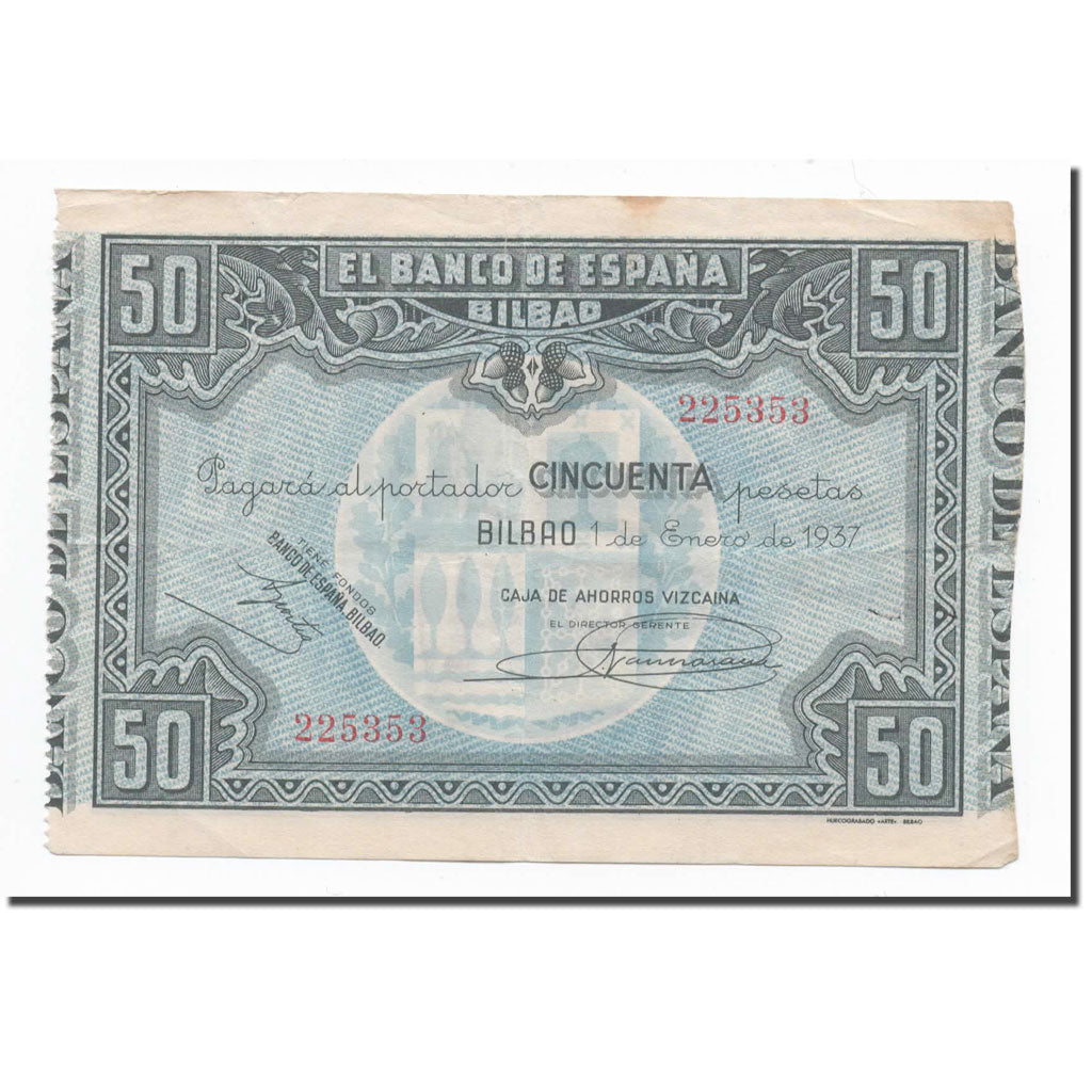 Biljet, Spanje, 50 Pesetas, 1937, 1937-01-01, KM:S564, TTB