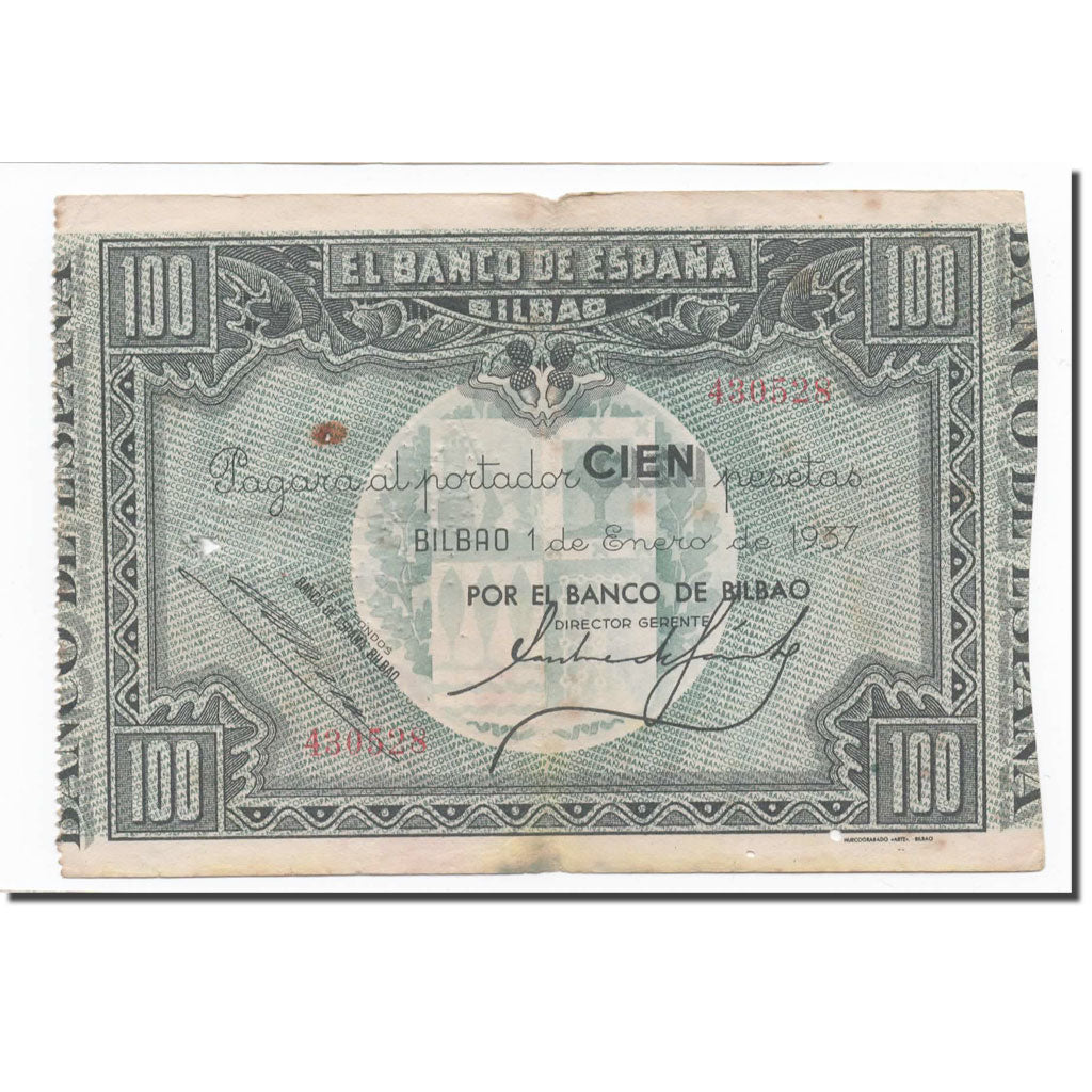 Biljet, Spanje, 100 Pesetas, 1937, 1937-01-01, KM:S565, TB+