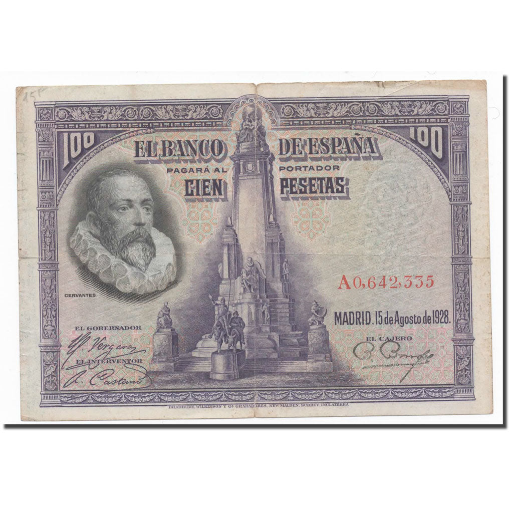 Geldschein, Spanien, 100 Pesetas, 1928, 1928-08-15, KM:76a, S