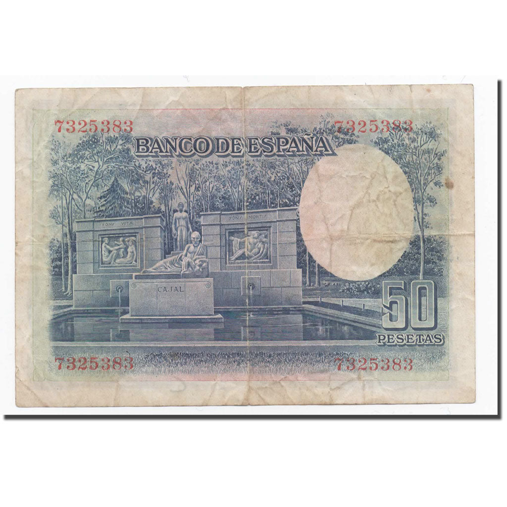 Banknote, Spain, 50 Pesetas, 1935, 1935-07-22, KM:88, VF(20-25)
