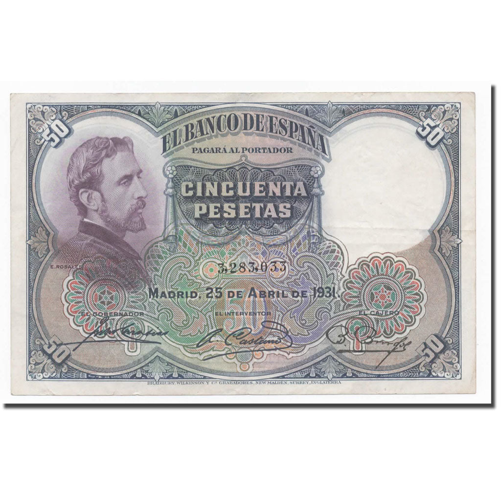 Billet, Espagne, 50 Pesetas, 1931, 1931-04-25, KM:82, TTB+