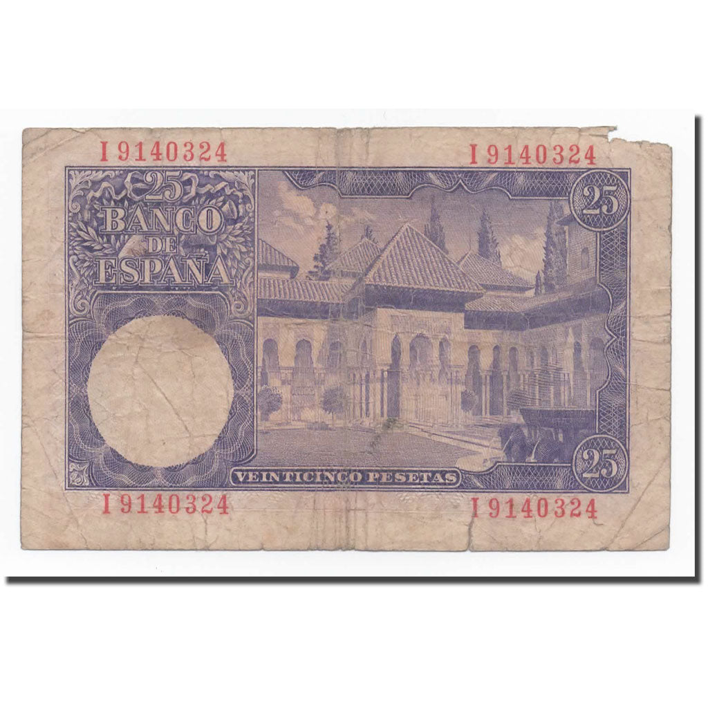 Banknote, Spain, 25 Pesetas, 1954, 1954-07-22, KM:147a, VG(8-10)