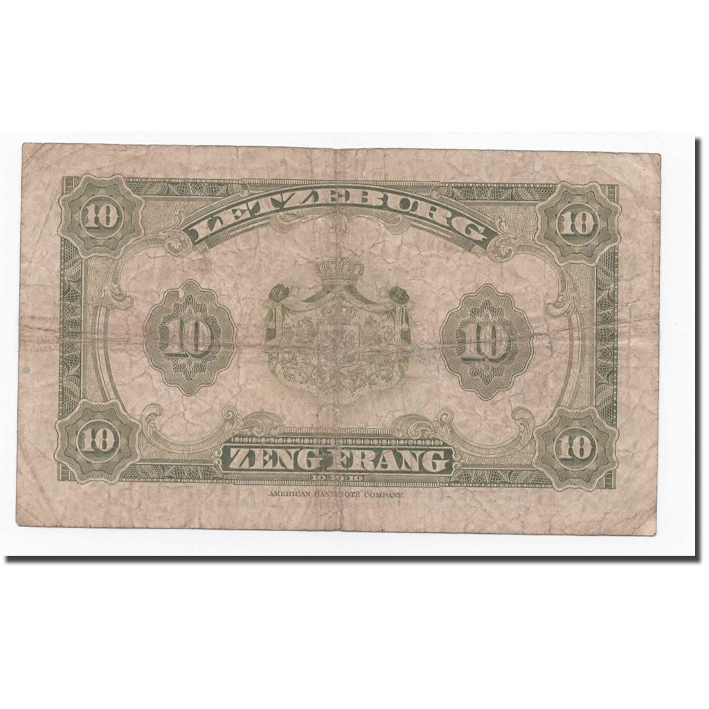 Banknote, Luxembourg, 10 Francs, Undated (1944), KM:44a, F(12-15)