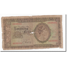 Banknote, Luxembourg, 20 Frang, 1943, KM:42a, VG(8-10)
