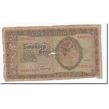 Biljet, Luxemburg, 20 Frang, 1943, KM:42a, B