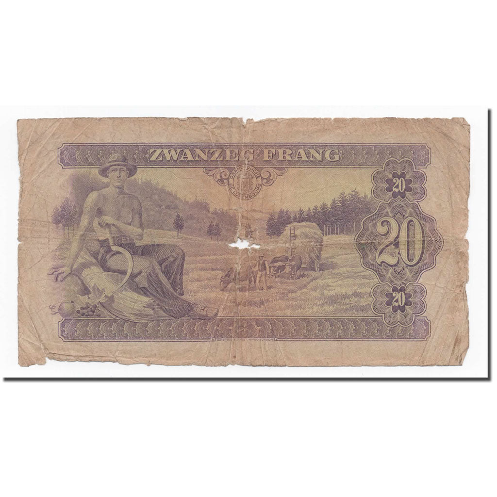 Banknote, Luxembourg, 20 Frang, 1943, KM:42a, VG(8-10)