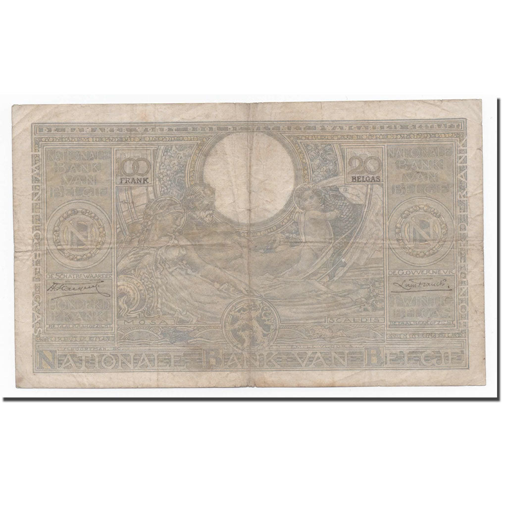Banknote, Belgium, 100 Francs-20 Belgas, 1934, 1934-01-19, KM:107, VF(20-25)