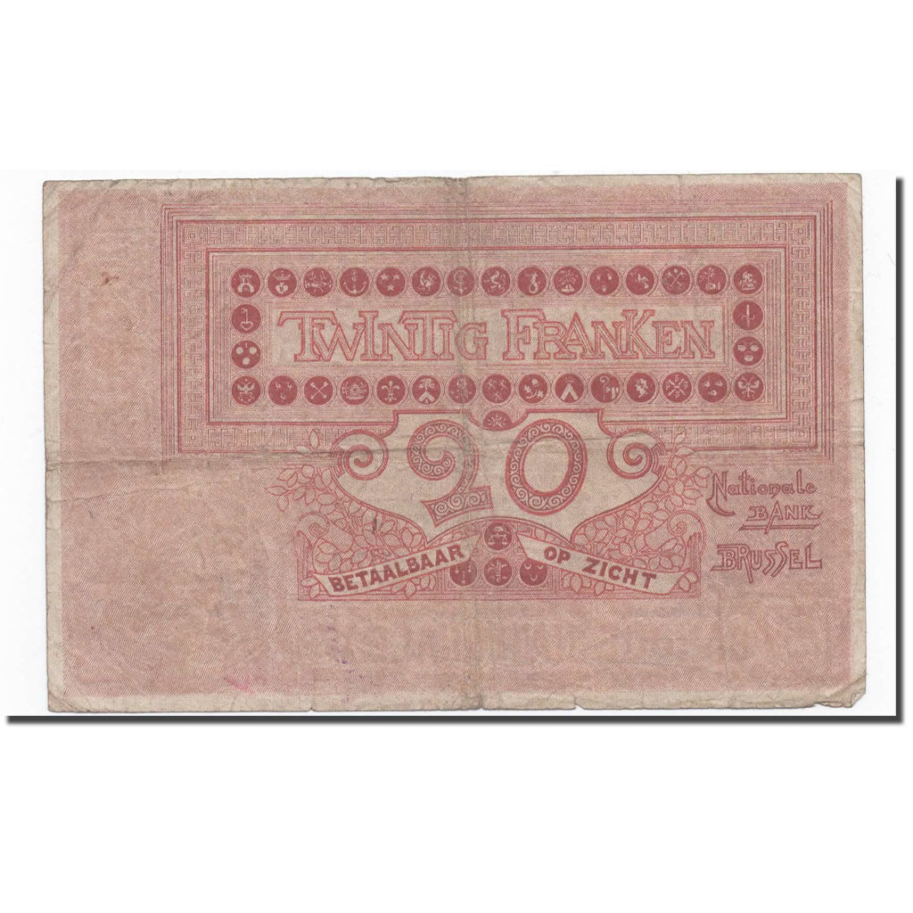 Banknote, Belgium, 20 Francs, 1919, 1914-12-04, KM:67, VF(20-25)