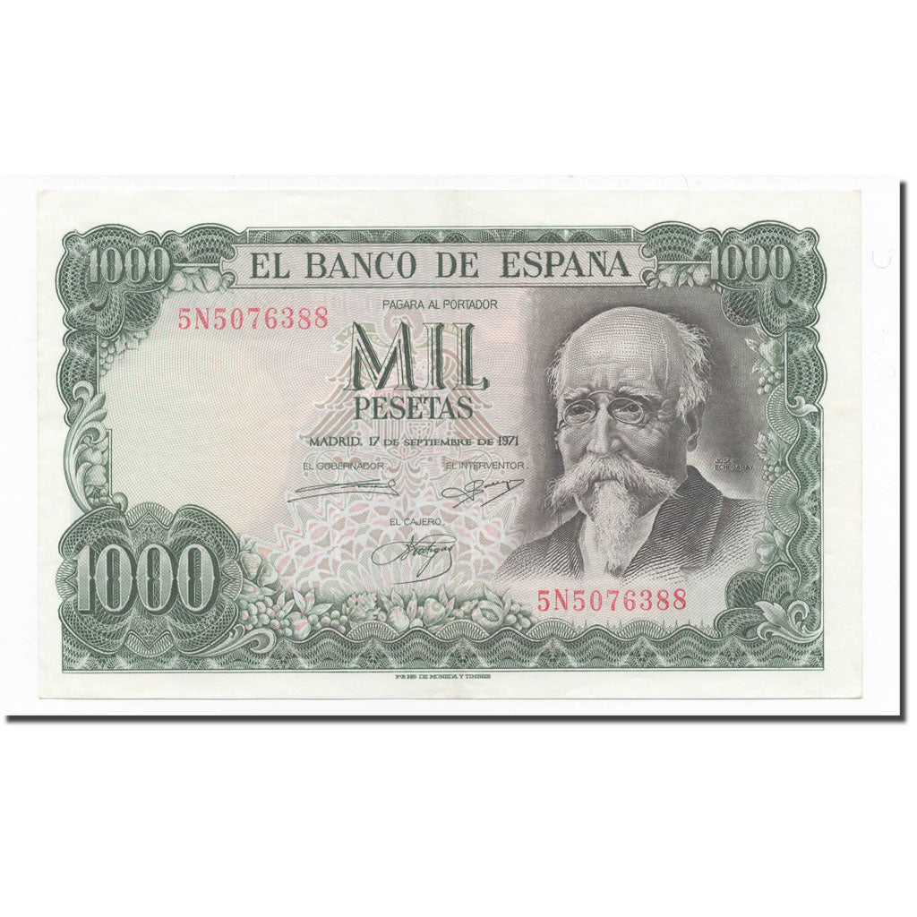 Nota, Espanha, 1000 Pesetas, 1971, 1971-09-17, KM:154, UNC(63)