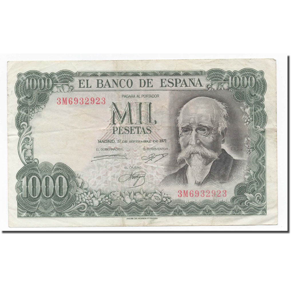 Nota, Espanha, 1000 Pesetas, 1971, 1971-09-17, KM:154, VF(30-35)