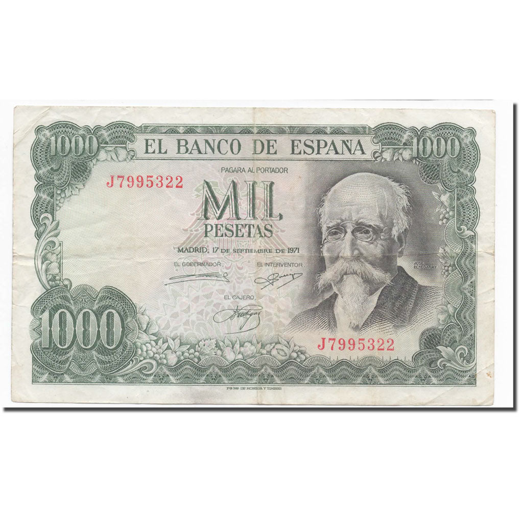 Nota, Espanha, 1000 Pesetas, 1971, 1971-09-17, KM:154, VF(30-35)