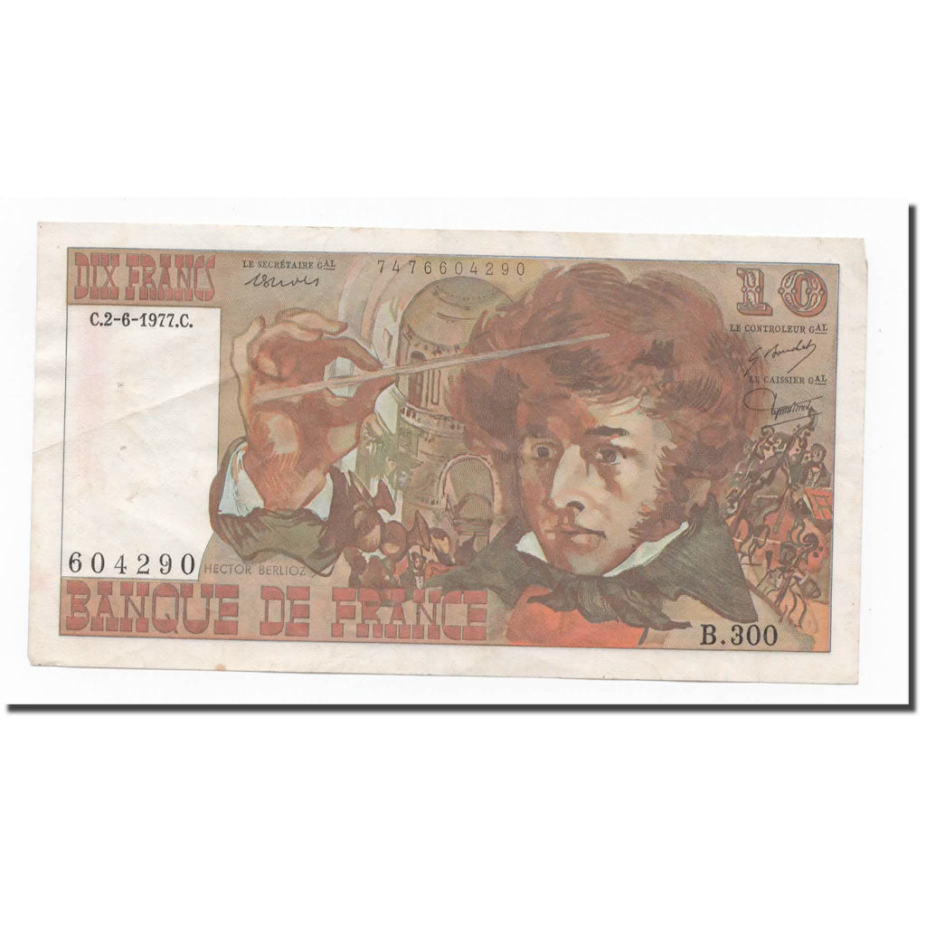 France, 10 Francs, Berlioz, 1977, 1977-06-02, AU(50-53), Fayette:63.22, KM:150c