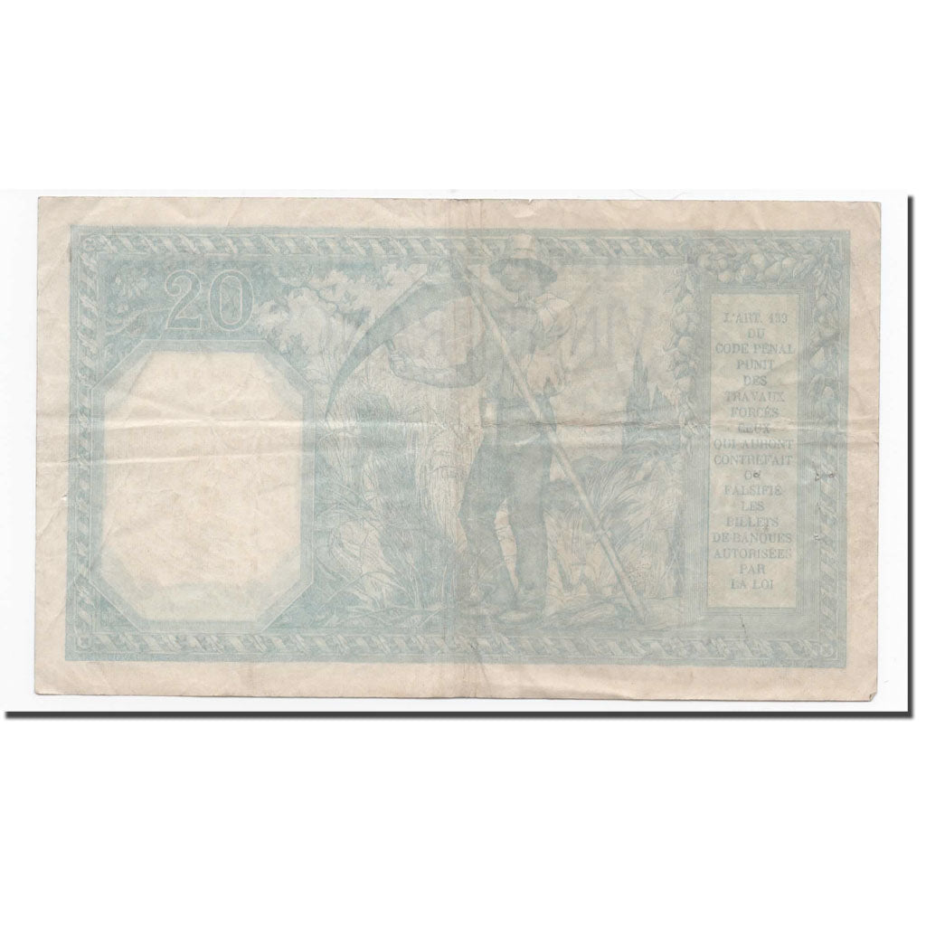 France, 20 Francs, Bayard, 1918, 1918-11-26, EF(40-45), Fayette:11.3, KM:74