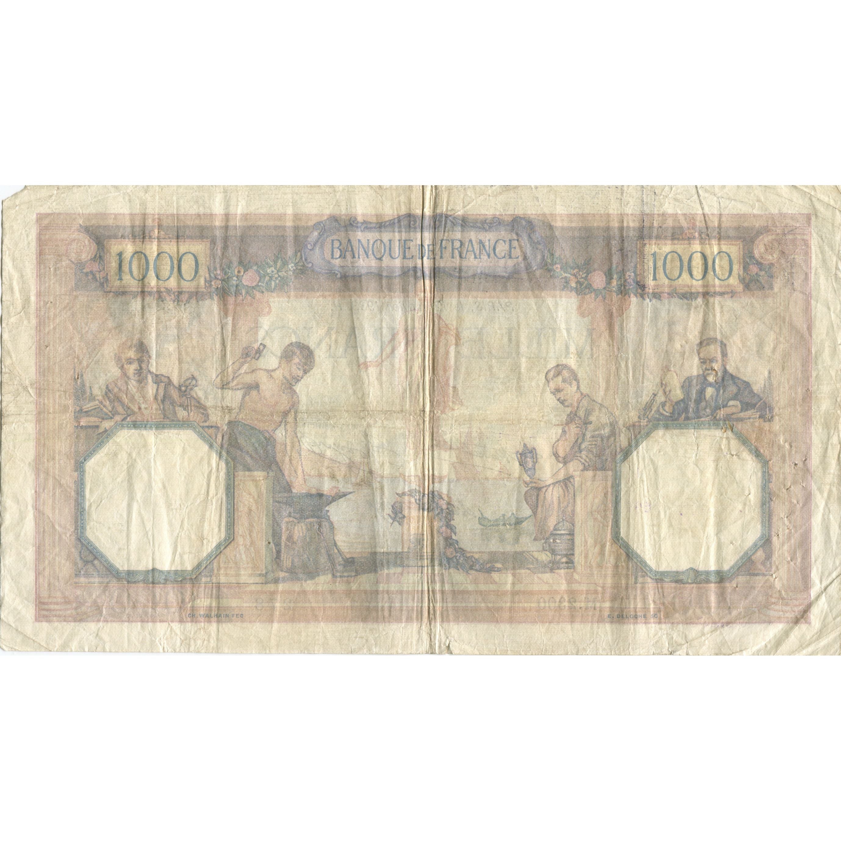 Francia, 1000 Francs, Cérès et Mercure, 1933, 1933-01-12, MB, Fayette:37.8