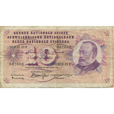 Banknot, Szwajcaria, 10 Franken, 1961, 1961-10-26, KM:45g, VF(20-25)