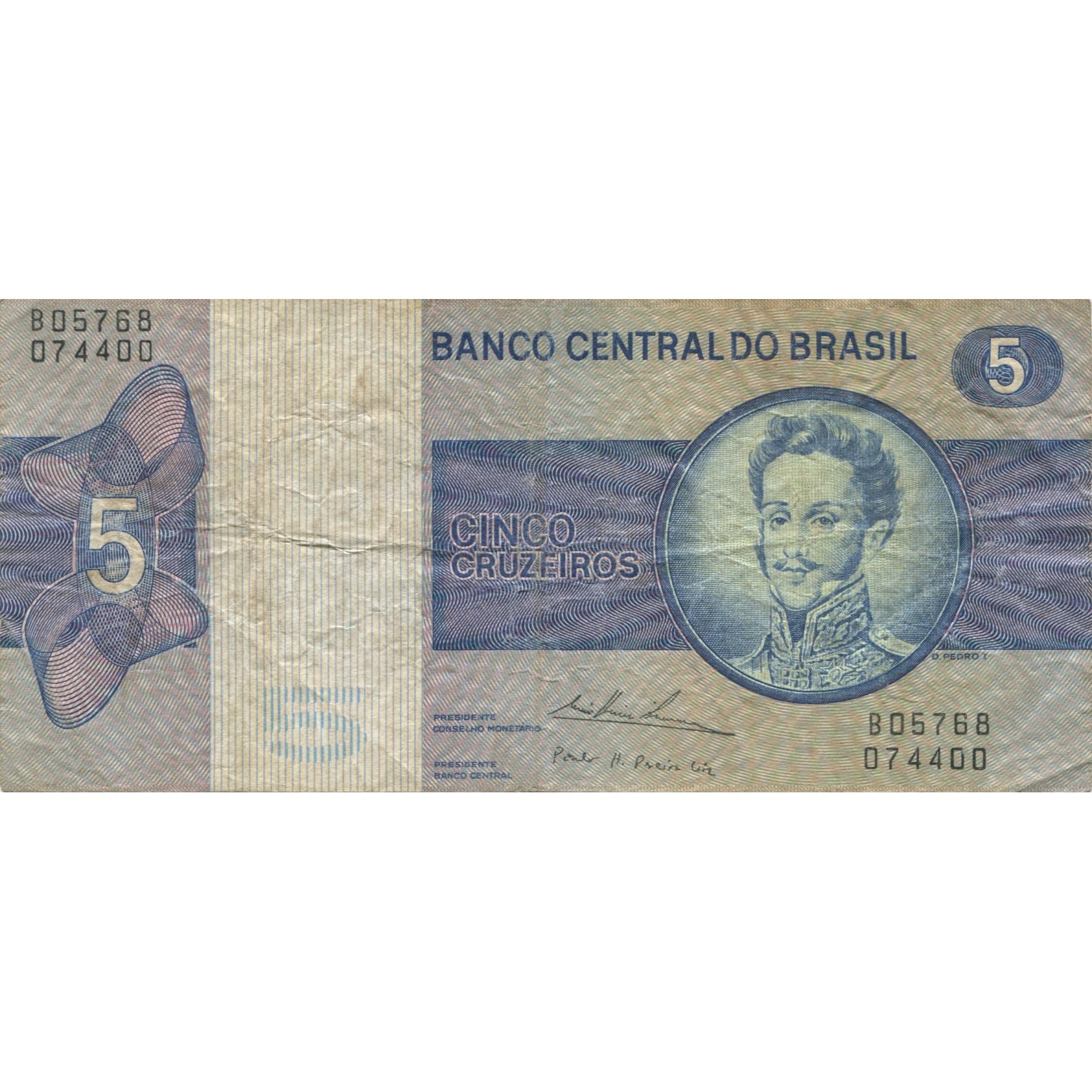 Biljet, Brazilië, 5 Cruzeiros, UNDATED (1970-80), KM:192c, TB+