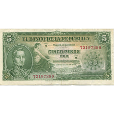 Banknote, Colombia, 5 Pesos Oro, 1960, 1960-07-20, KM:405, AU(50-53)