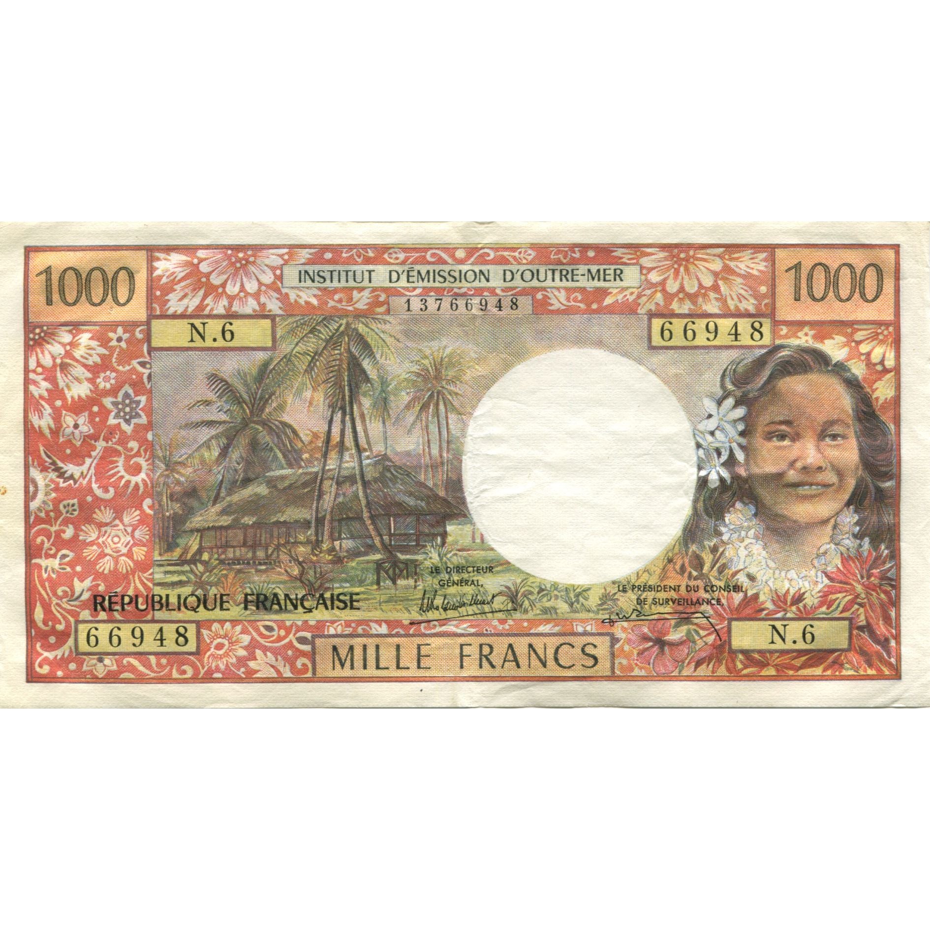Banknote, Tahiti, 1000 Francs, Undated (1971-85), KM:27d, EF(40-45)