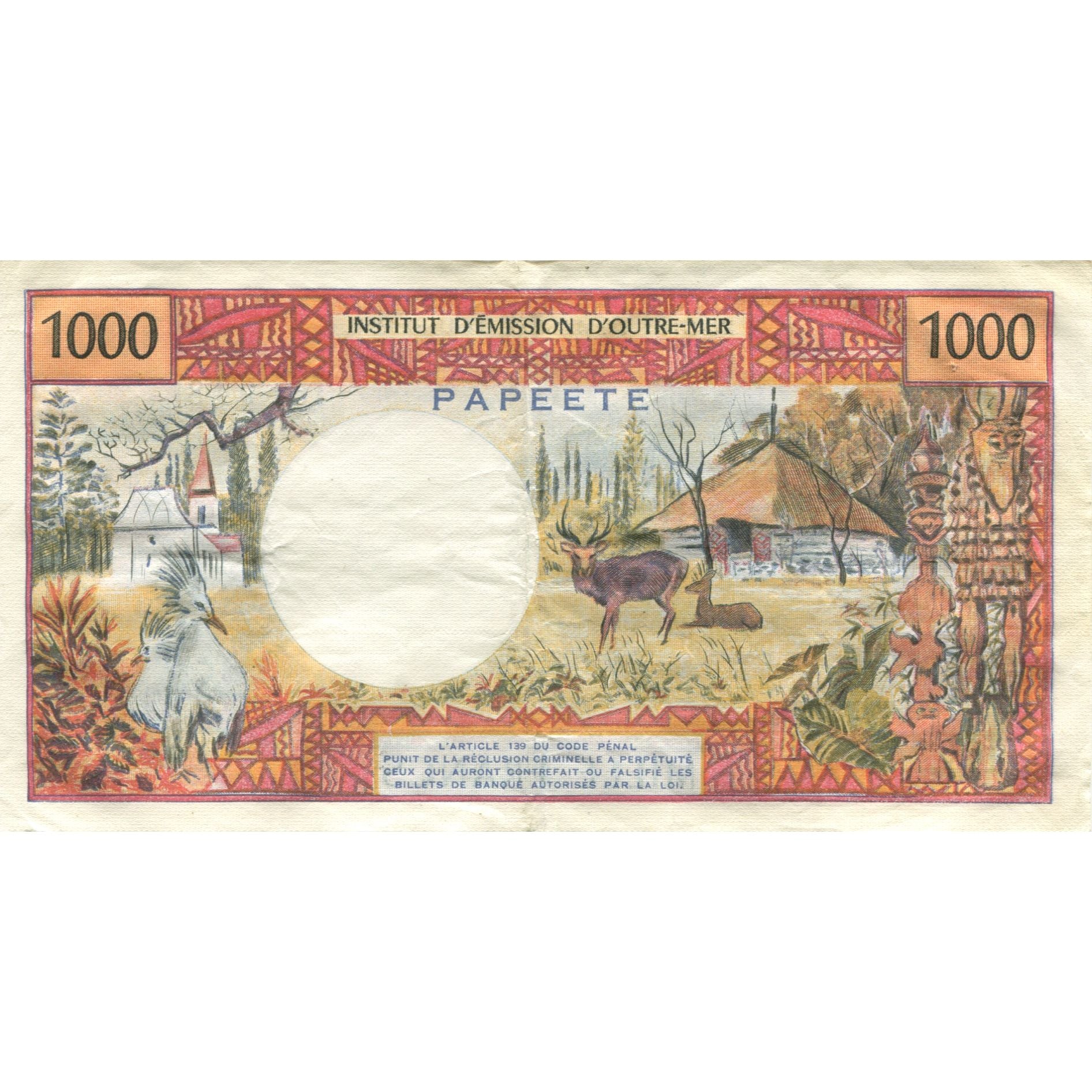 Banknote, Tahiti, 1000 Francs, Undated (1971-85), KM:27d, EF(40-45)