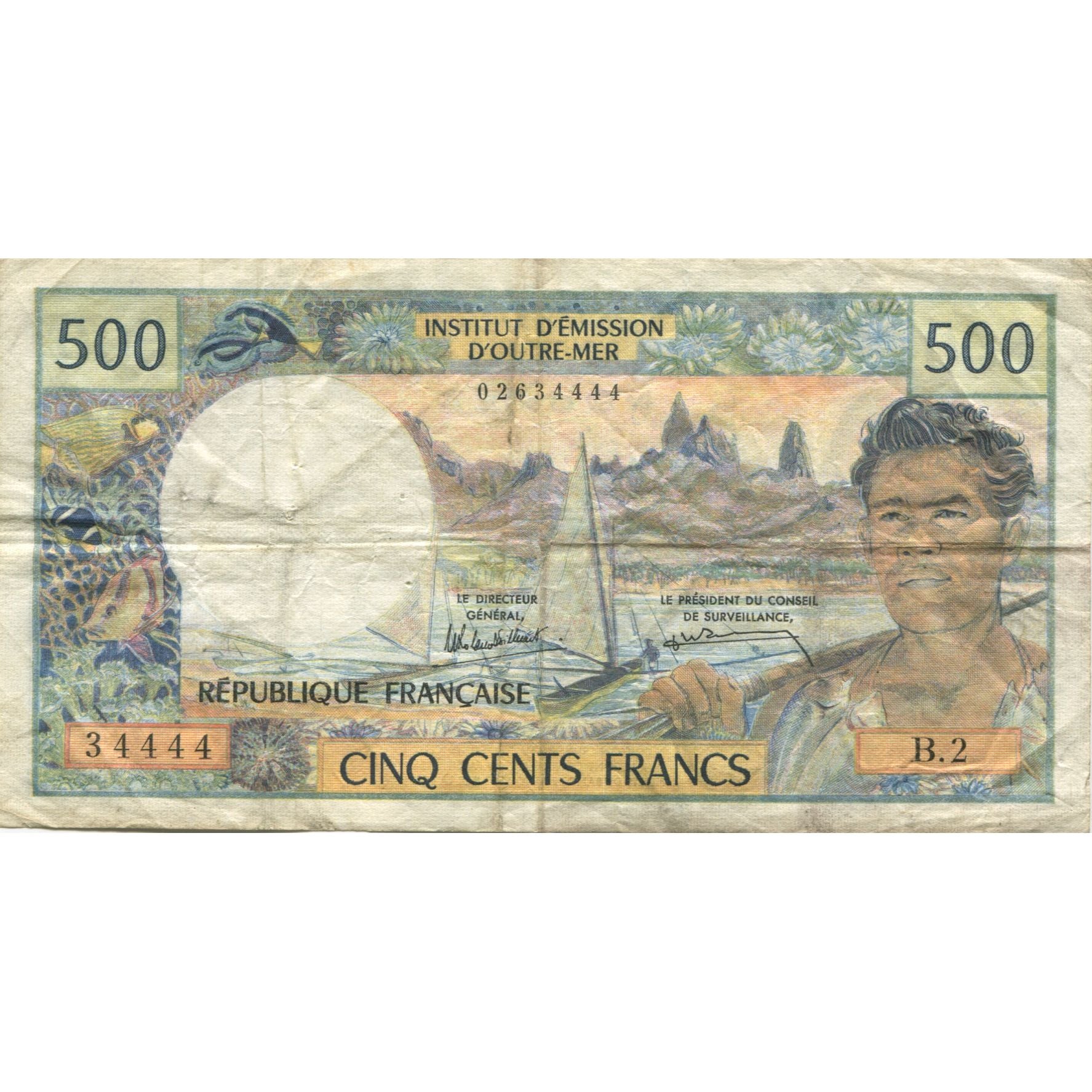 Banknote, New Caledonia, 500 Francs, undated (1969), KM:60e, VF(20-25)