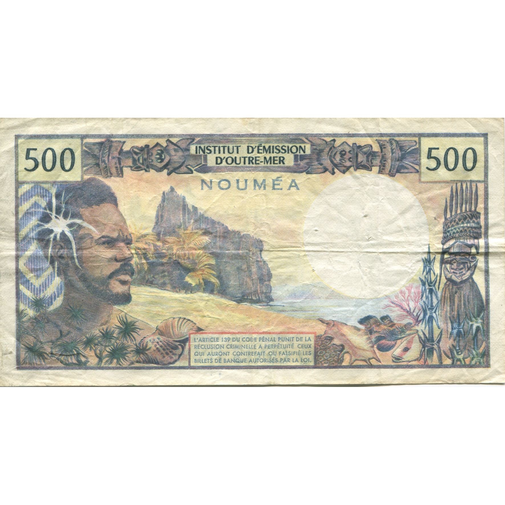 Banknote, New Caledonia, 500 Francs, undated (1969), KM:60e, VF(20-25)