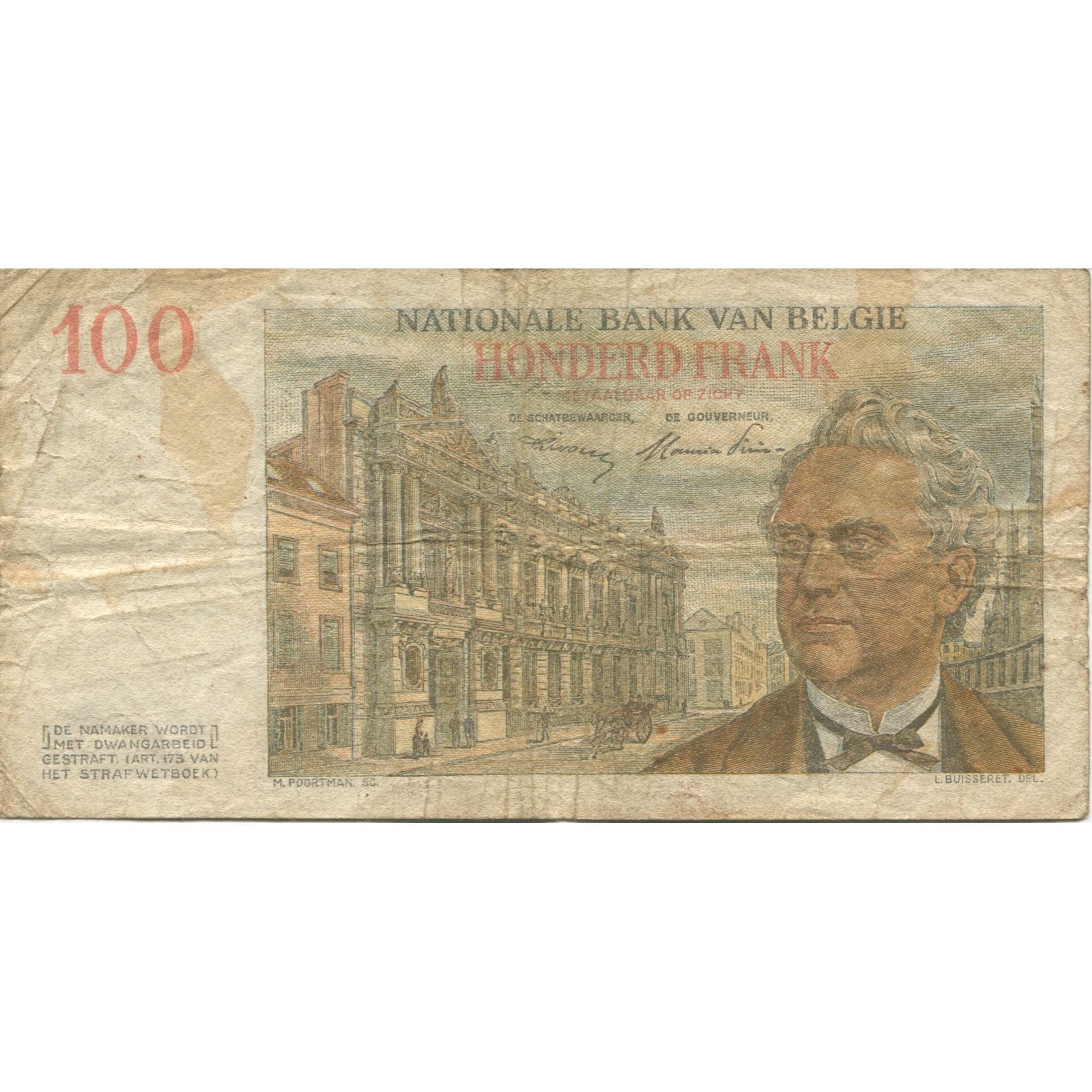 Banknote, Belgium, 100 Francs, 1952, 1952-12-06, KM:129a, VF(30-35)