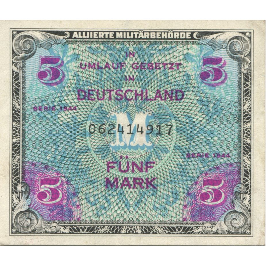 Biljet, Duitsland, 5 Mark, 1944, 1944, KM:193a, SUP