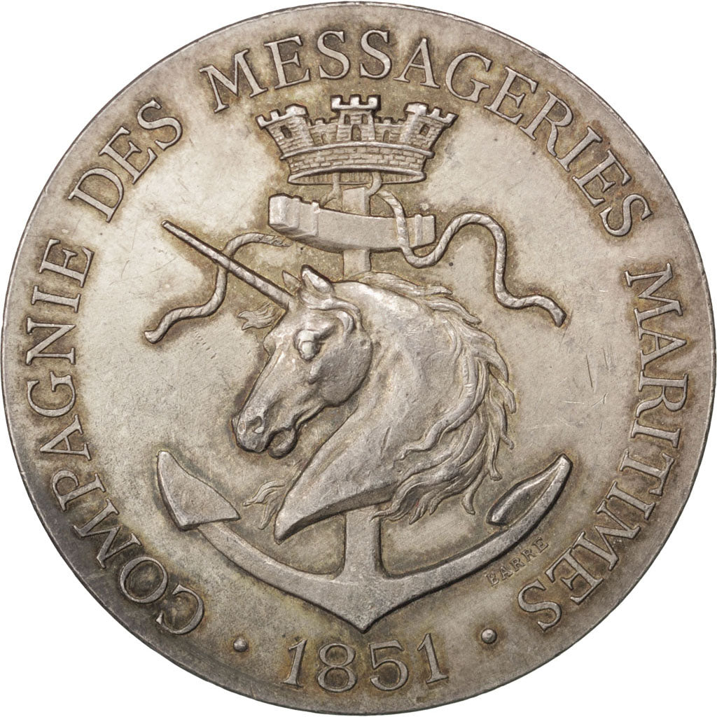 FRANCE, Shipping, French Second Republic, Medal, 1851, AU(50-53), Barre,...