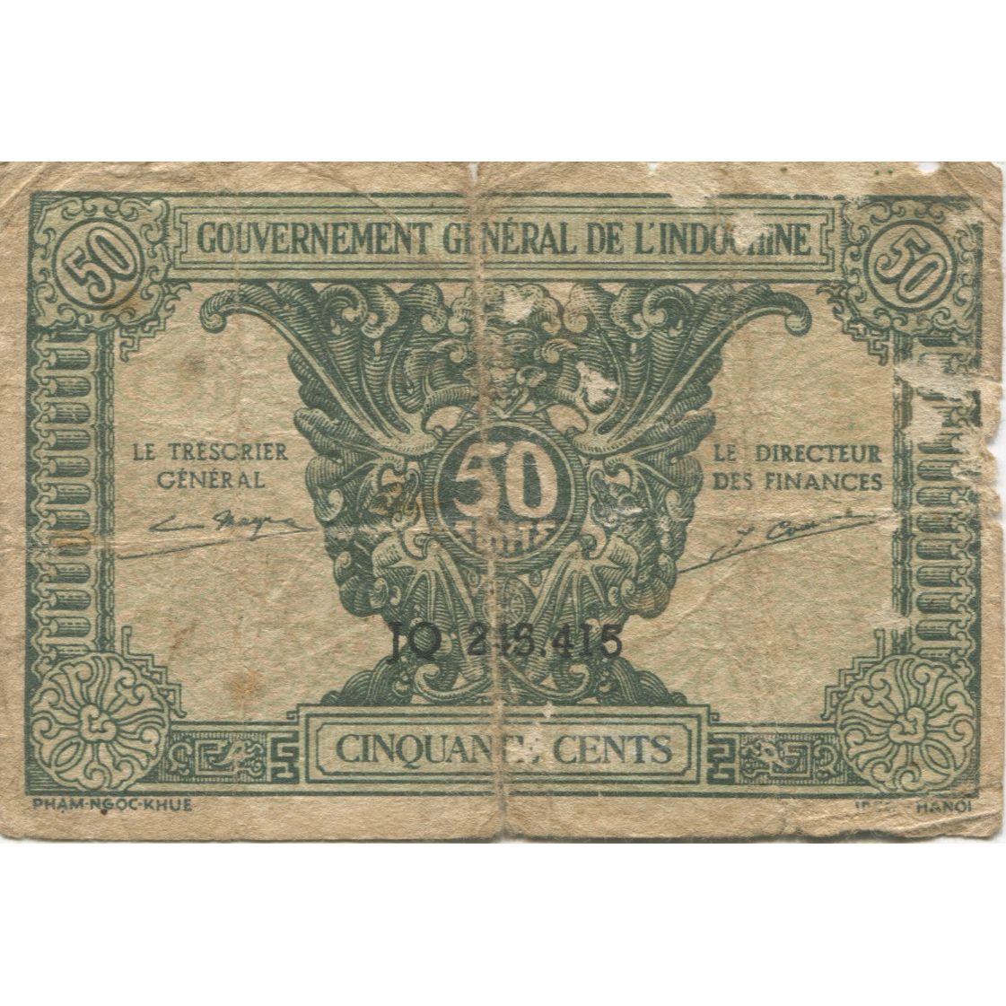 Banknote, FRENCH INDO-CHINA, 50 Cents, KM:91a, VG(8-10)