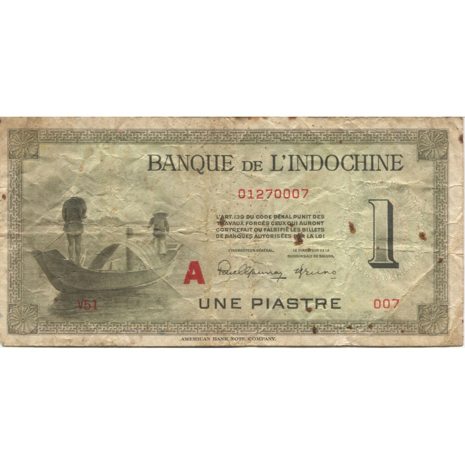 Banknote, FRENCH INDO-CHINA, 1 Piastre, KM:76b, VF(20-25)