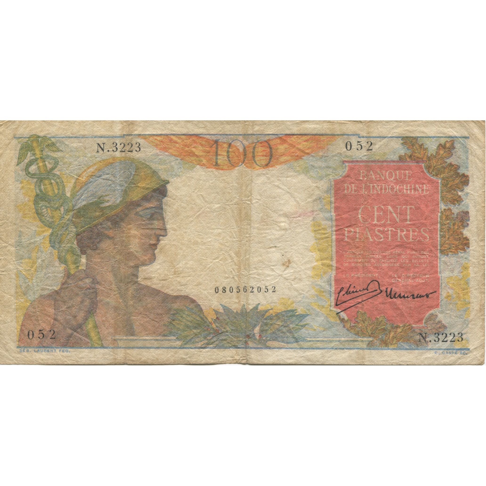Banknote, FRENCH INDO-CHINA, 100 Piastres, KM:82b, VF(20-25)