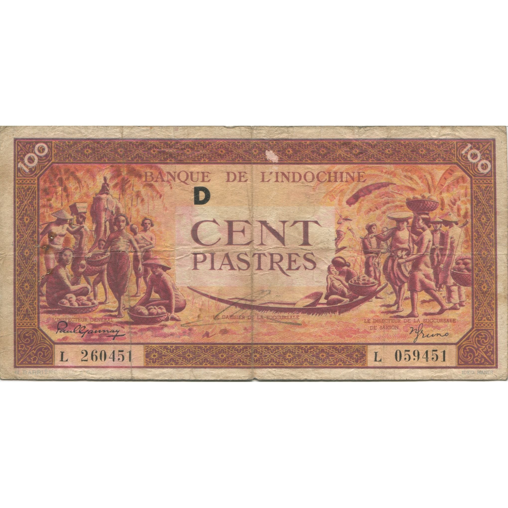 Banknote, FRENCH INDO-CHINA, 100 Piastres, KM:66, VF(30-35)