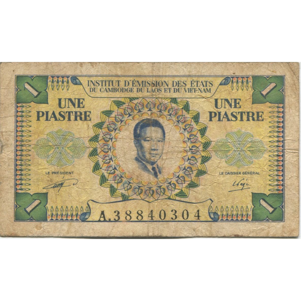 Banknote, FRENCH INDO-CHINA, 1 Piastre = 1 Dong, KM:104, VF(20-25)