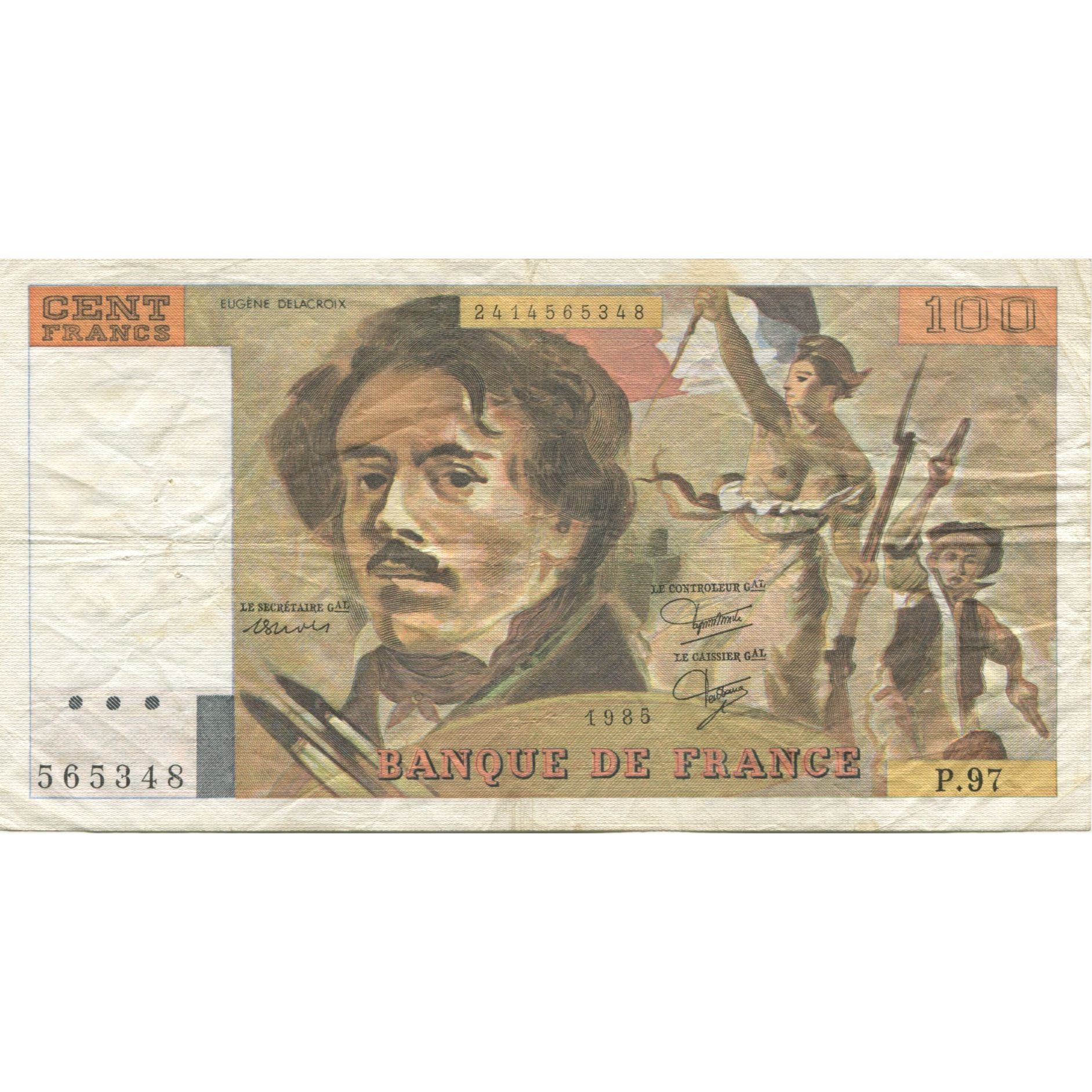 Frankrijk, 100 Francs, Delacroix, 1984, TB+, Fayette:69.09, KM:154b