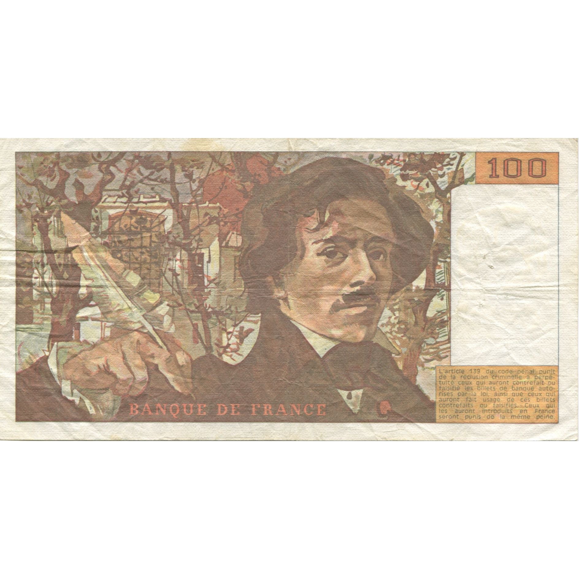Frankrijk, 100 Francs, Delacroix, 1984, TB+, Fayette:69.09, KM:154b