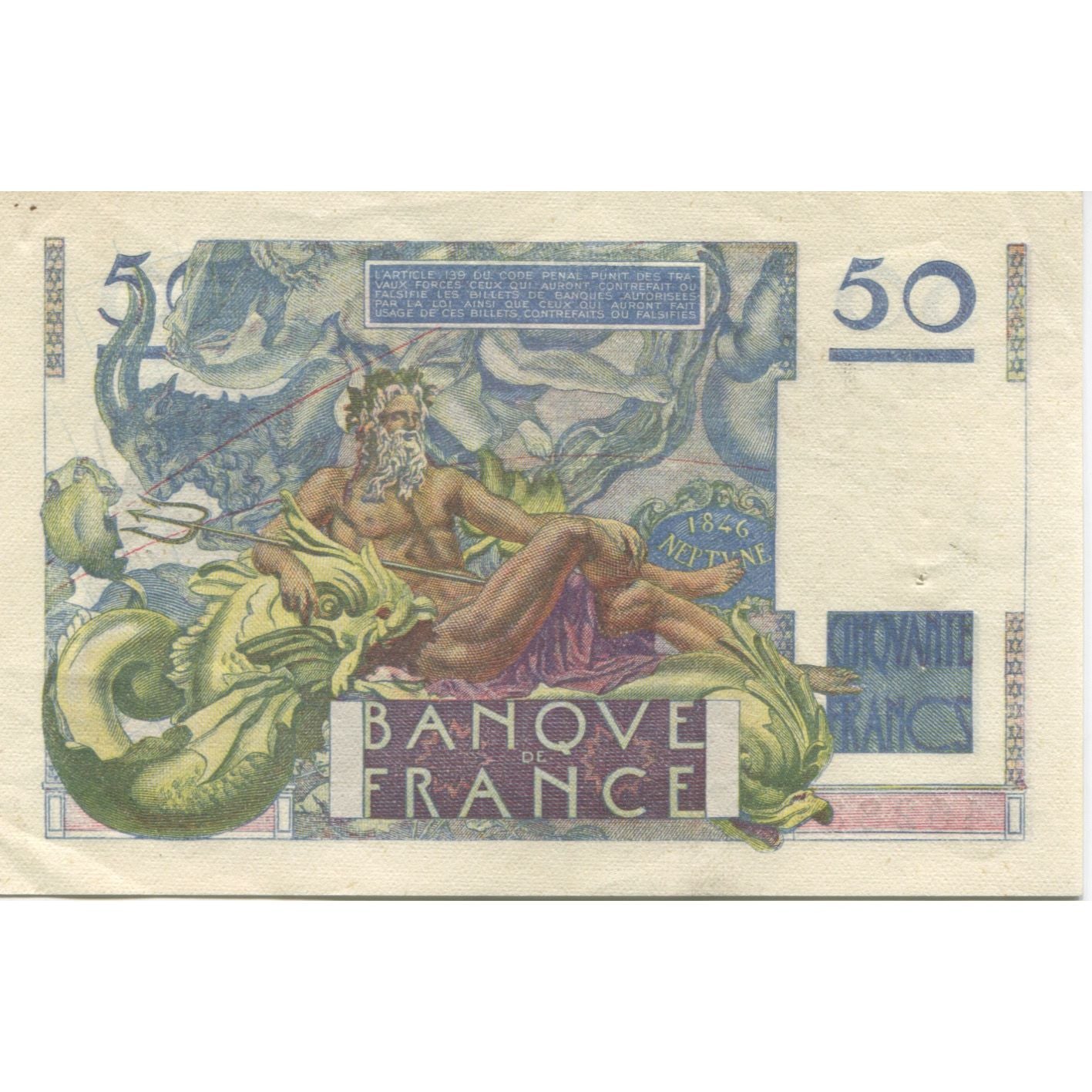 França, 50 Francs, Le Verrier, 1947, 1947-03-20, AU(55-58), Fayette:20.7