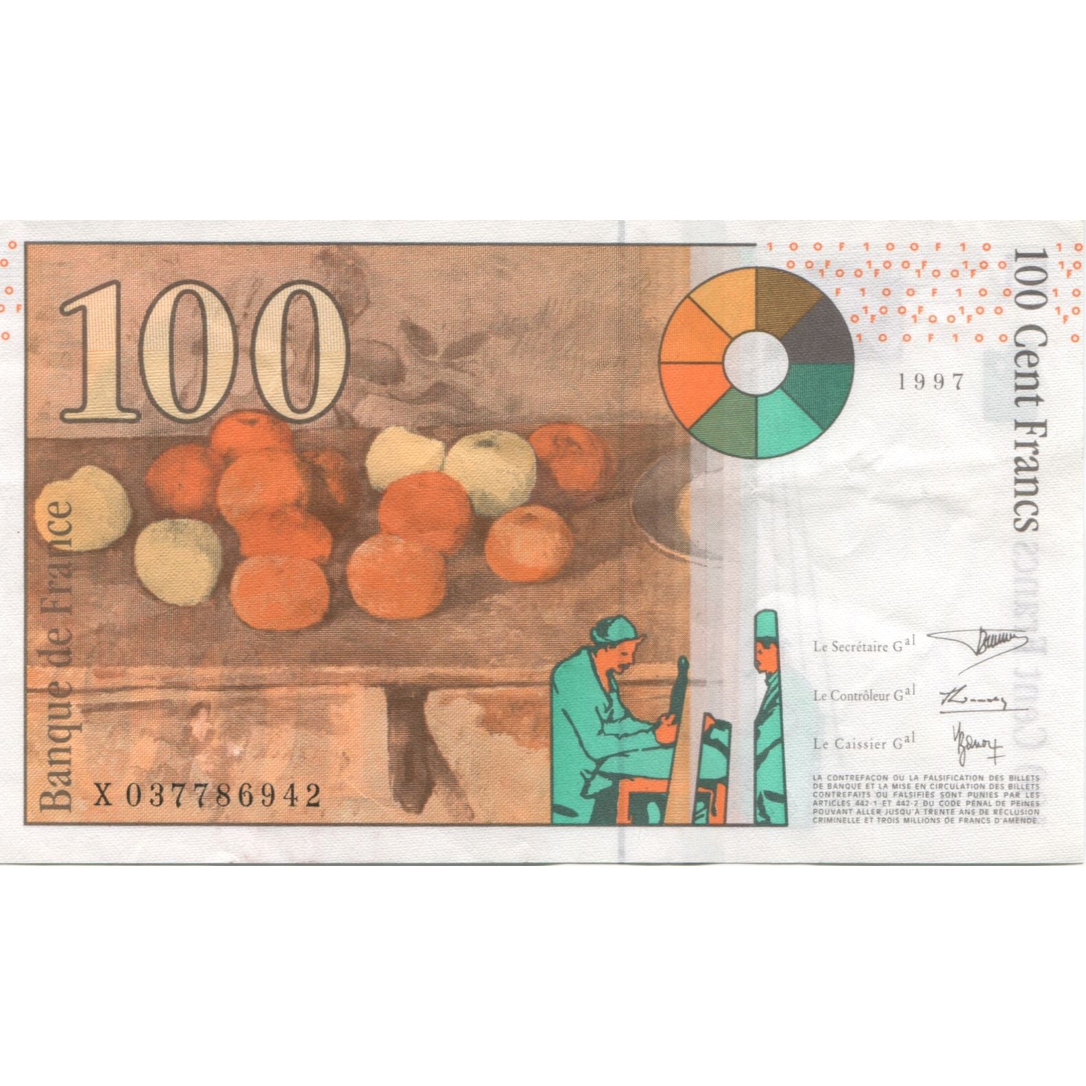 Francja, 100 Francs, Cézanne, 1997, 1997, AU(55-58), Fayette:74.1, KM:158a