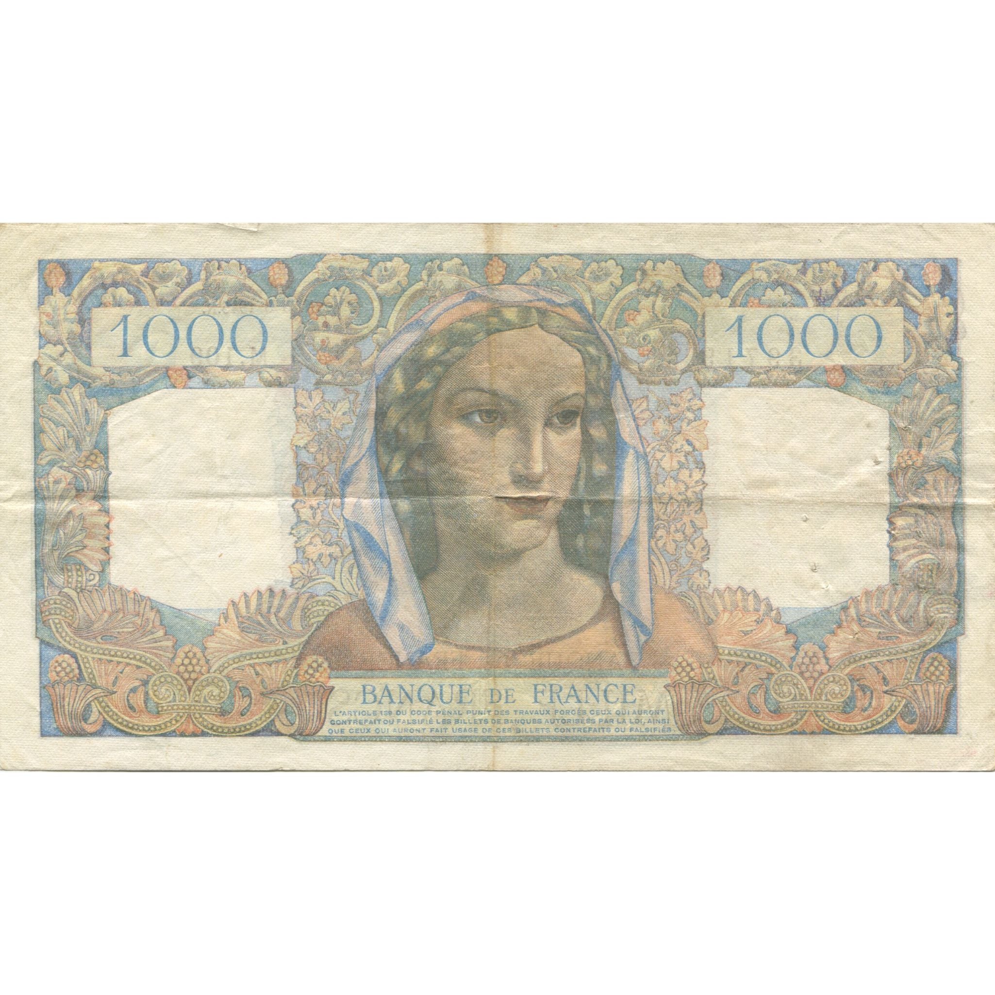 France, 1000 Francs, Minerve et Hercule, 1945, 1945-08-23, EF(40-45)